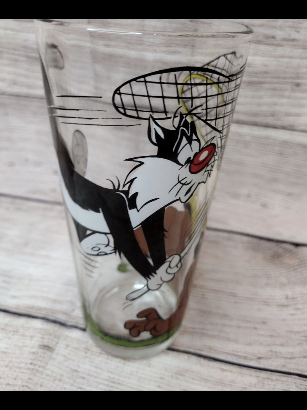 Sylvester Cartoon Tall Glass with Colorful Print